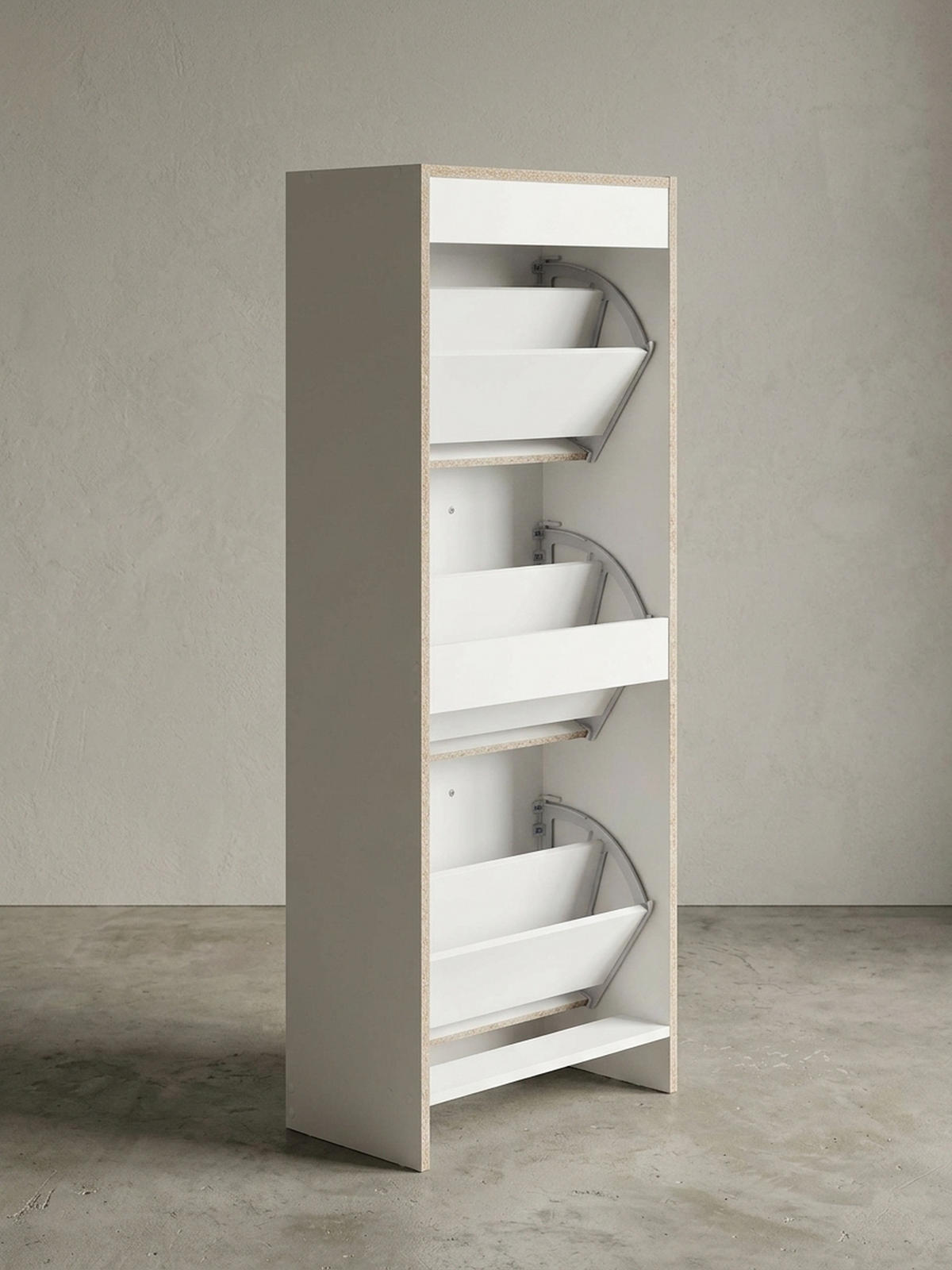 SCHUHSCHRANK – Weiß, 3 Fächer, für ca. 18 Paar Schuhe, 50x125x24 cm - Weiß, Holz (50/125/24cm) - KADIMA DESIGN