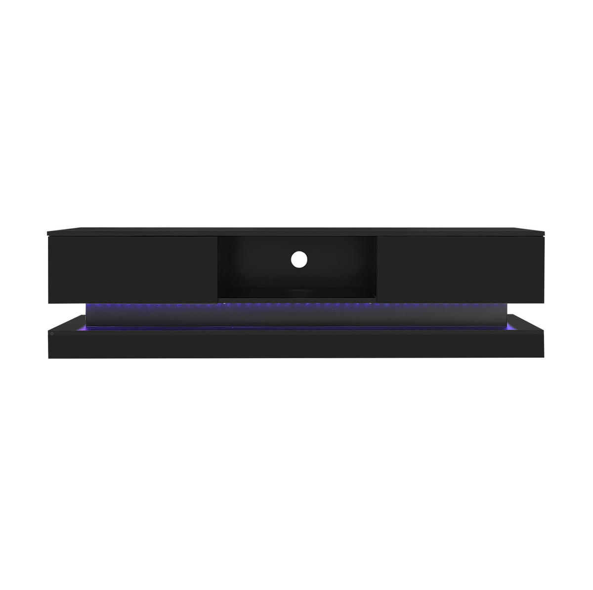 TV-LOWBOARD in Schwarz Hochglanz mit LED und 2 Schubladen 160/35/40.5 cm - Schwarz, Holzwerkstoff (160/40.5/35cm) - Redom