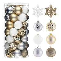 WEIHNACHTSKUGELN 50er Set Kunststoff Weiß Gold 5 cm - Multicolor, Kunststoff (6/6/6cm)