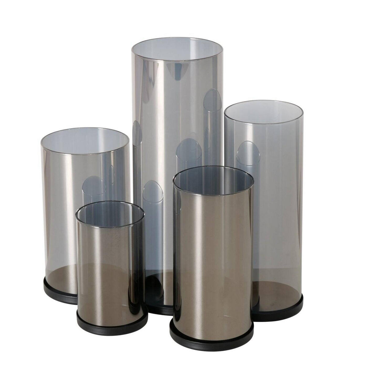 KERZENHALTER Metall 4er-Set - Grau, Glas (8/23/24cm) - Boltze Home