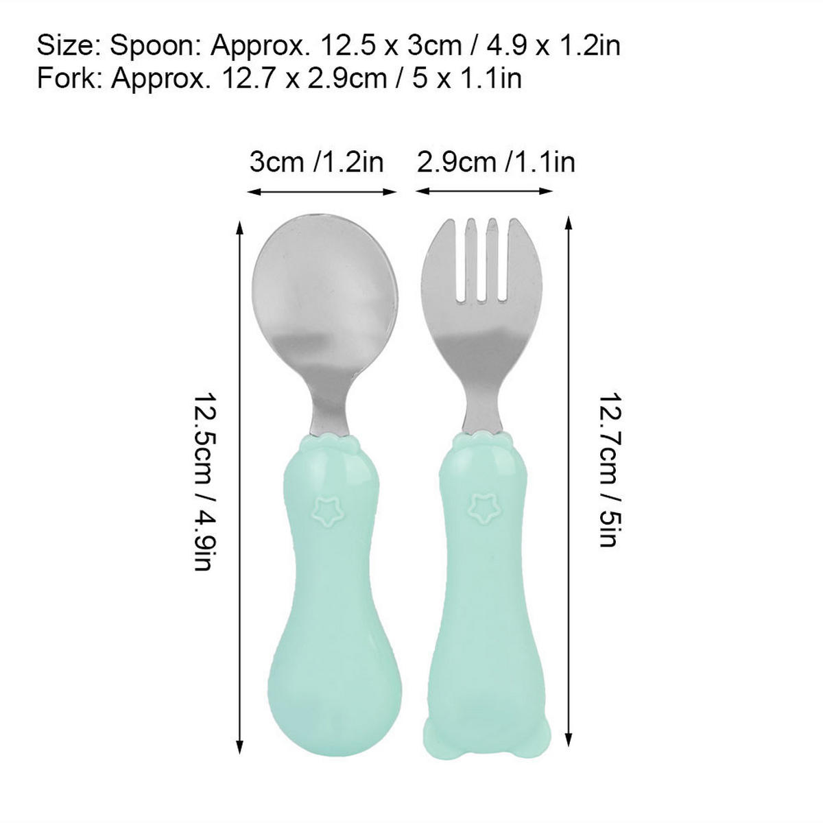 BESTECK-SET 2-teiliges Baby-Besteck-Set - Grün, Metall