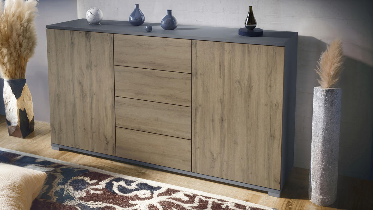 SIDEBOARD Santo Eiche Evoke - Eiche San Remo, Holzwerkstoff (138.5/75.5/35cm) - Vladon