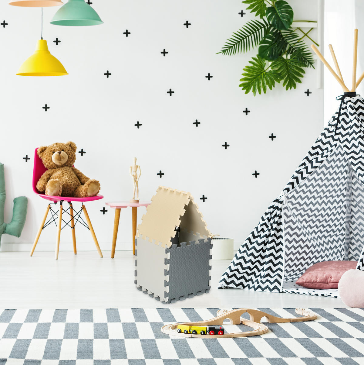 PUZZLEMATTE-SET - Multicolor, Textil (30/30cm) - Relaxdays