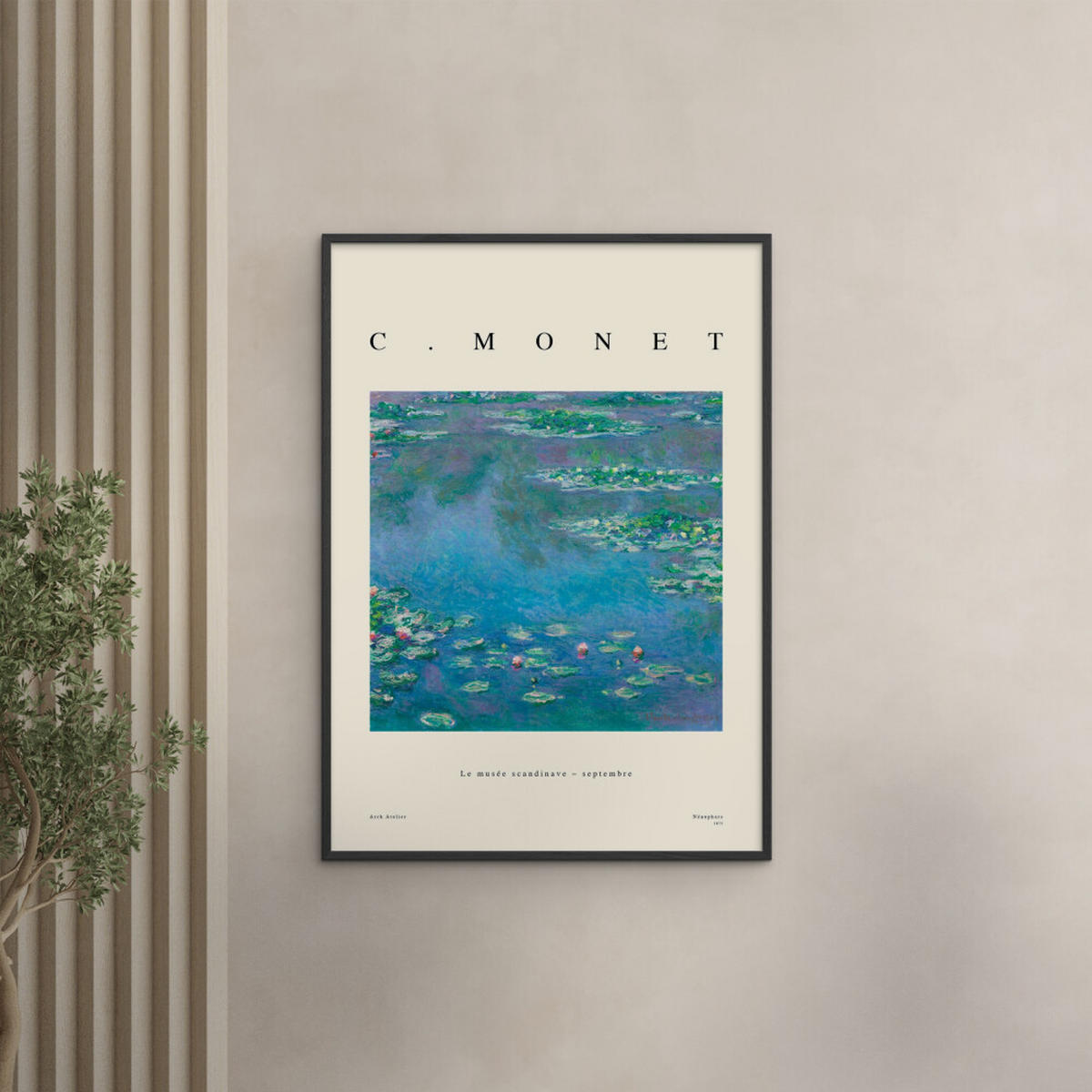 POSTER mit Rahmen Arch Atelier - Claude Monet — Nénuphars - Blau/Schwarz, Holz/Papier (70/100cm) - Poster&Frame