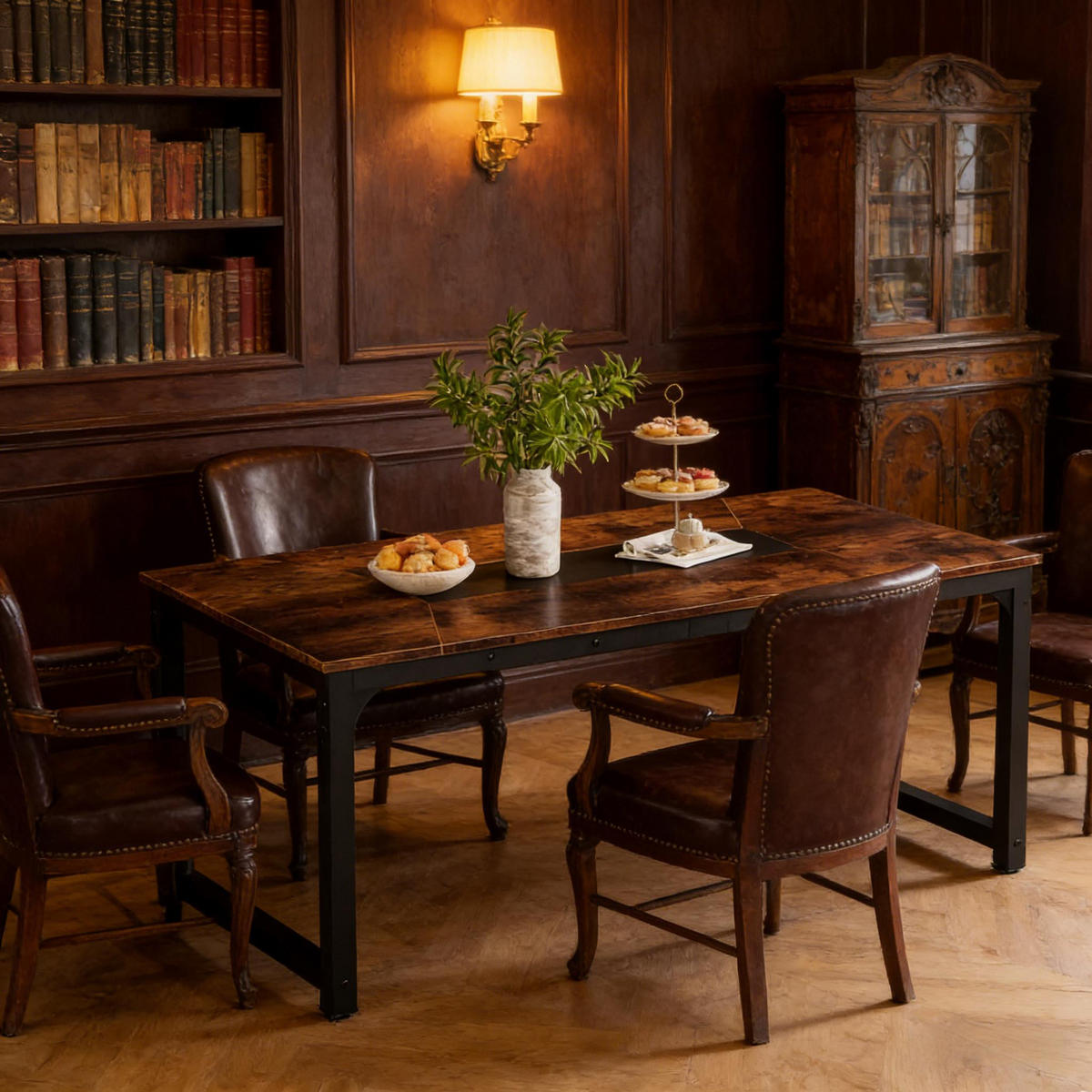 ESSTISCH Rustikalbraun 180/90/77 cm - Schwarz, Holz (90/180/77cm) - PANGIVO
