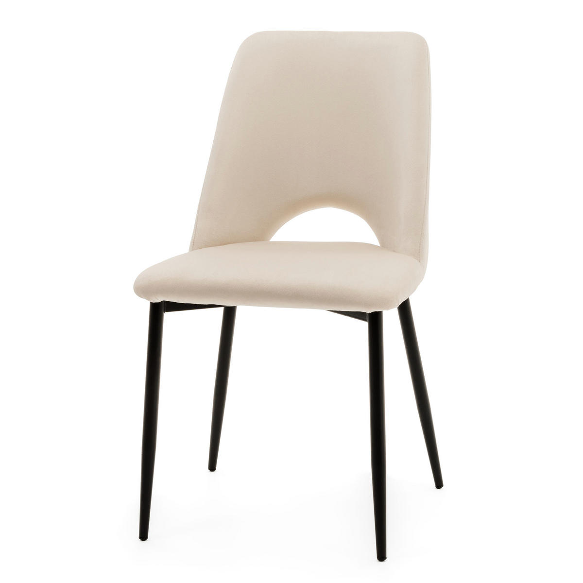 STUHL ORO gepolsterter mit Steppung - beige - Samt Velour - Beige/Schwarz, Textil/Metall (47/91/55cm) - NEW HOME