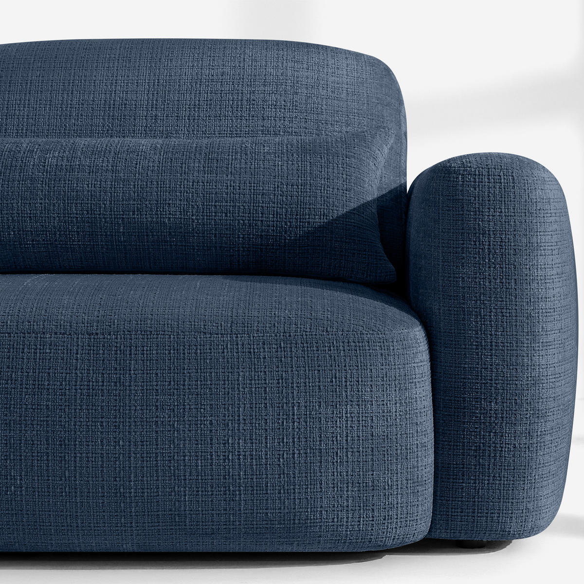 ECKSOFA links ELOSA - Dunkelblau, Holz/Textil (245/165cm) - KONSIMO®