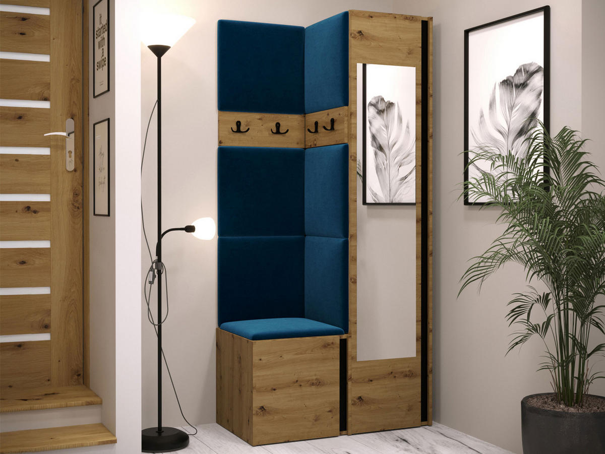 GARDEROBEN-SET Orion XXV - Blau/Eiche Artisan, Holzwerkstoff/Kunststoff (82/186/46cm) - MIRJAN24