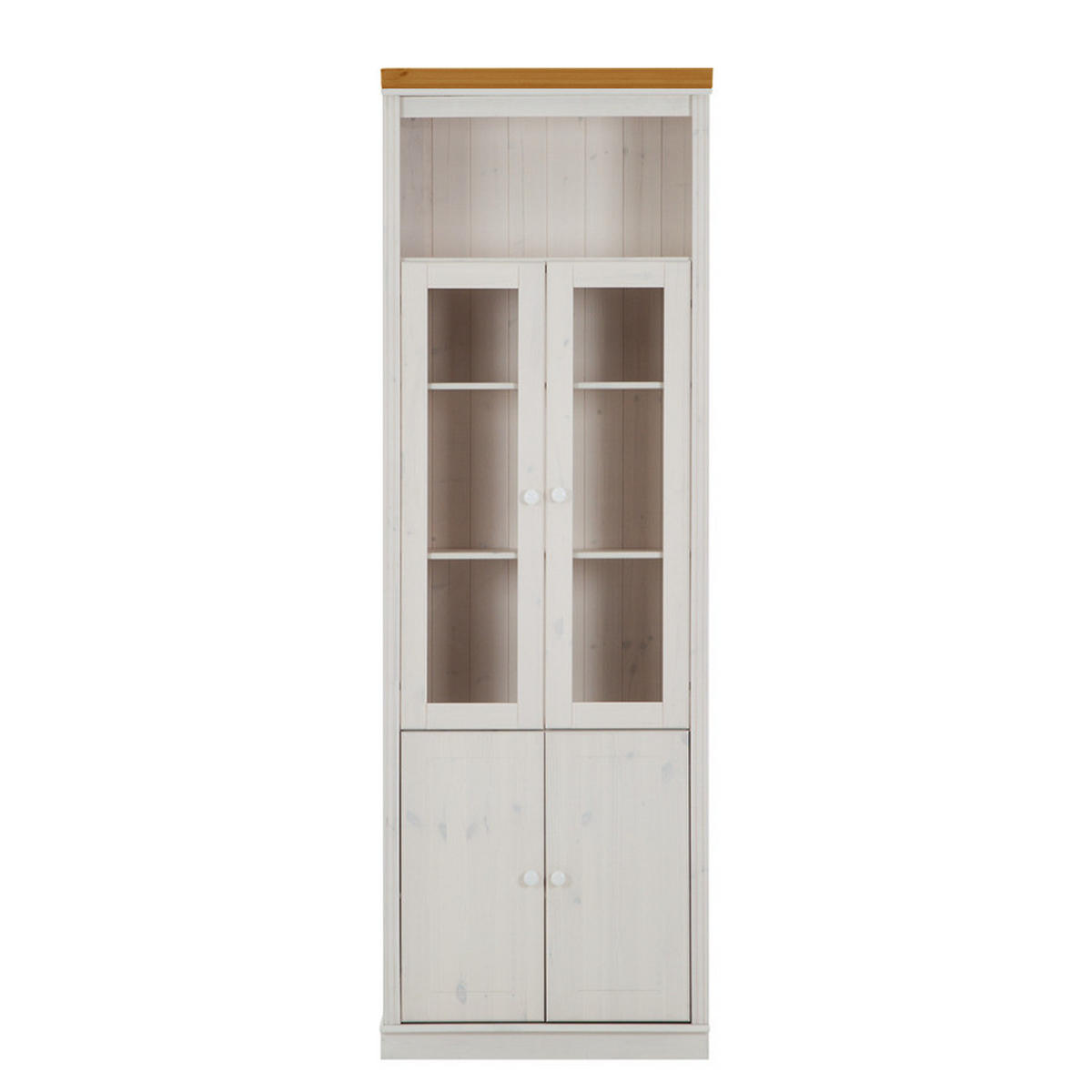 STANDVITRINE - Kiefer massiv - Weiß/Kieferfarben, Holz (74/223/37cm) - home24