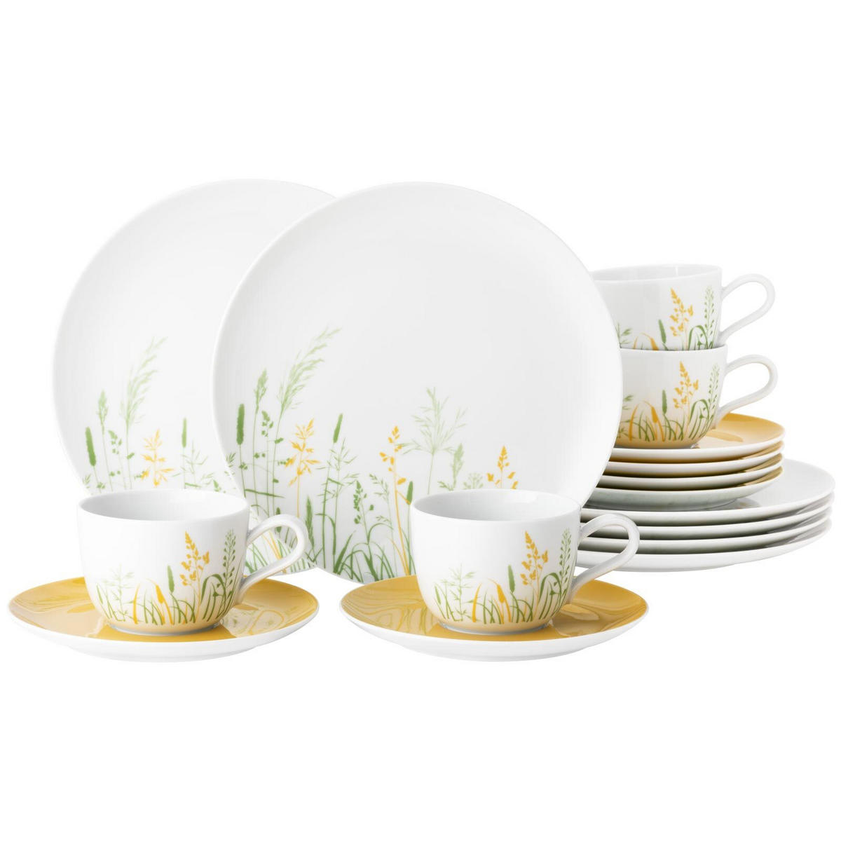 KAFFEESERVICE Liberty Meadow Grasses gelb 18er Set - Gelb, Keramik (24/18.1/43cm) - Seltmann Weiden
