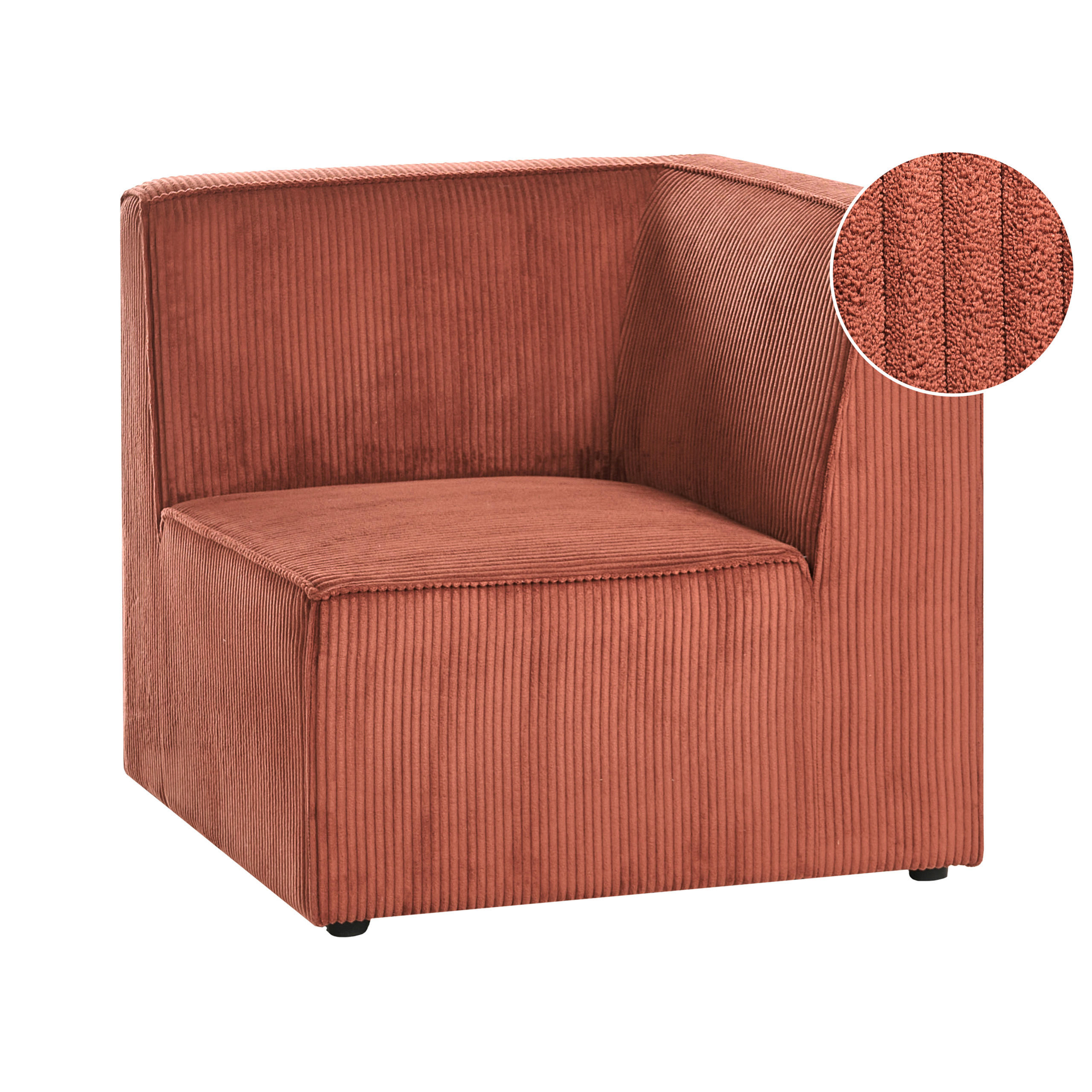 ECKMODUL Cord Goldbraun rechtsseitig Lemvig - Goldfarben, Textil (83/78/83cm) - Beliani