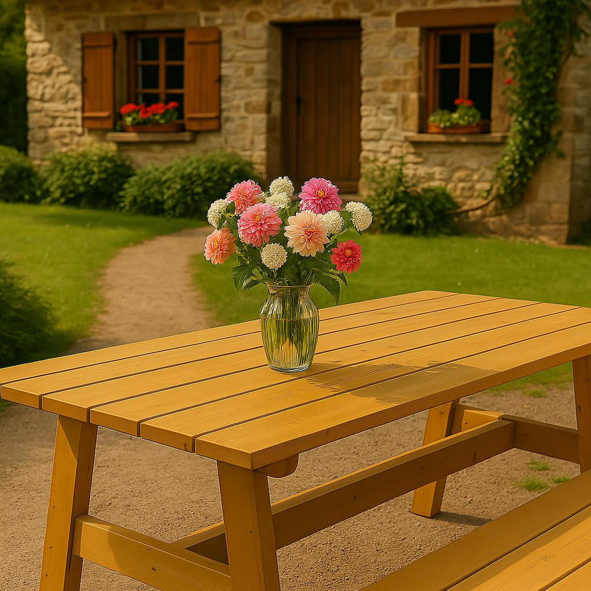 GARTENTISCH Drieburg 72x200cm aus Kiefer massiv - Braun, Holz (72/200/74cm) - TPFGarden