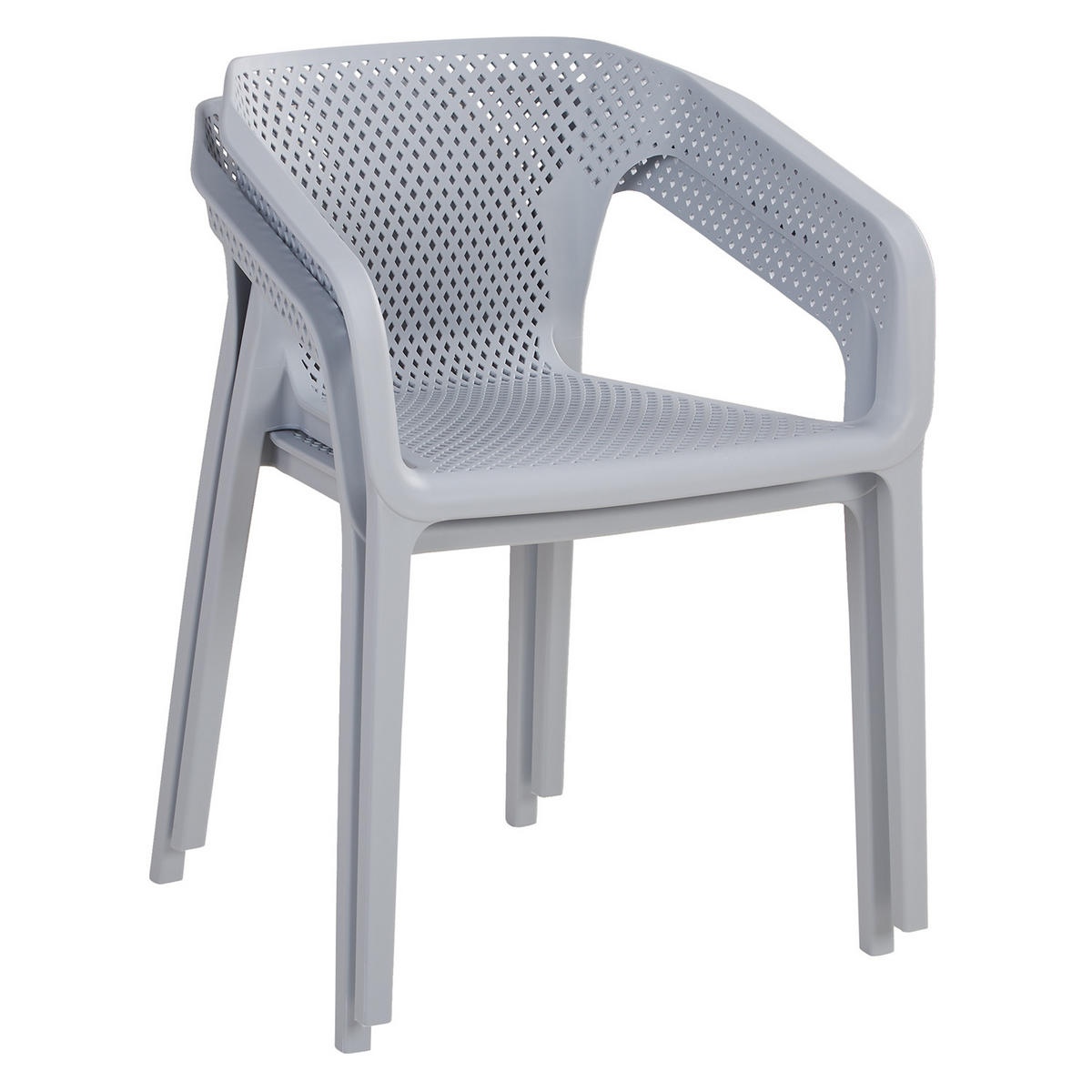 GARTENSTUHL 2er-Set Kunststoff Grau mit Armlehnen - Grau, Kunststoff (110/75/54cm) - Homestyle4u