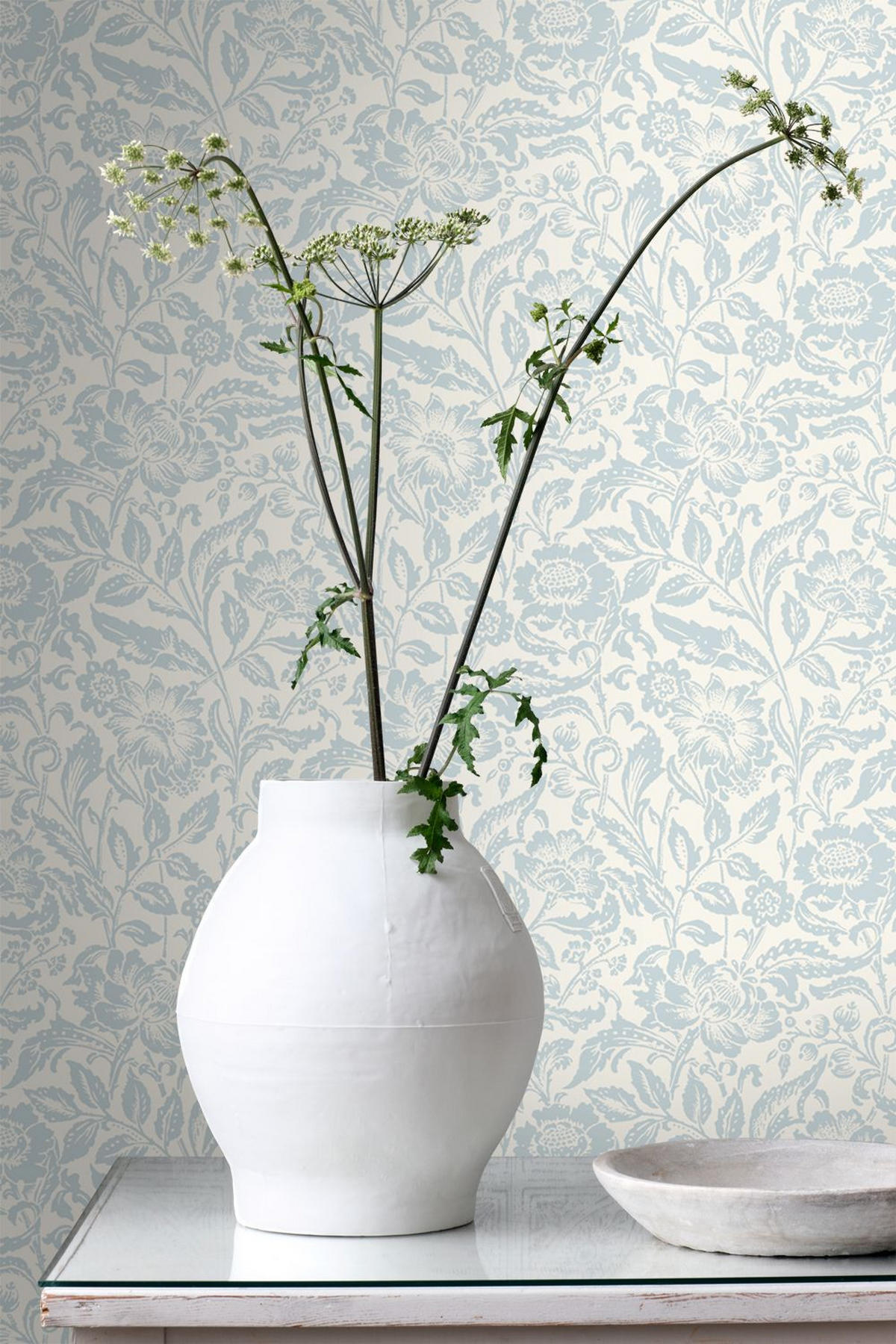 TAPETE Blumenmuster 50 x 900 cm - Weiß, Papier (50/900cm) - ESTAhome