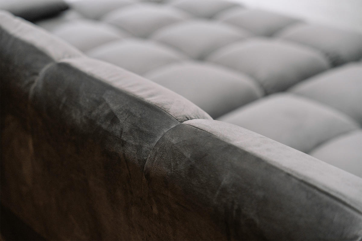 BIG SOFA VIVIEN Steingrau Velvet - Schwarz/Grau, Kunststoff/Textil (296/85/178cm) - KAWOLA
