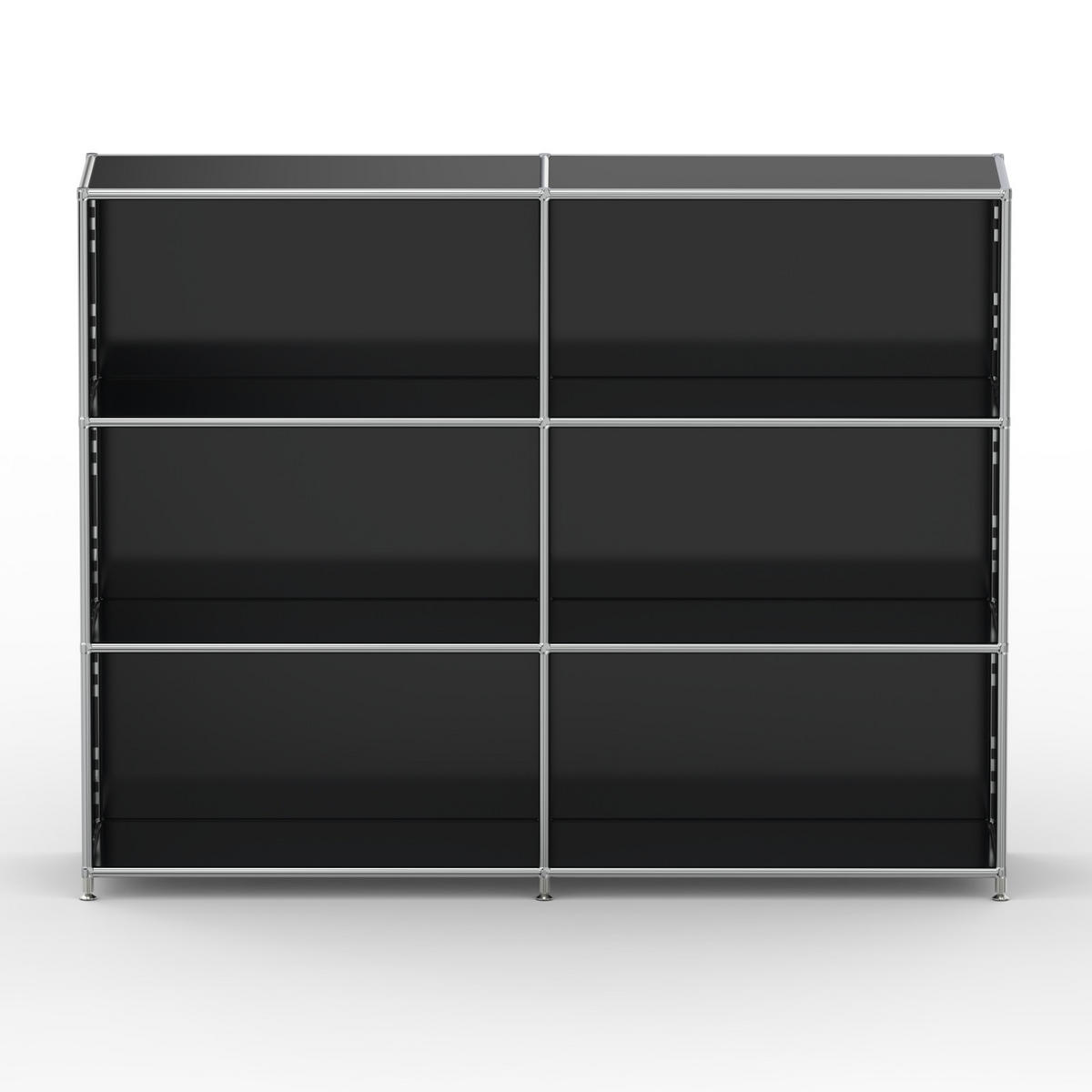 AKTENSCHRANK Büro, 6 offene Fächer, Breite 152 cm, Graphitschwarz - Chromfarben/Schwarz, Metall (40/118/152.2cm) - Versee