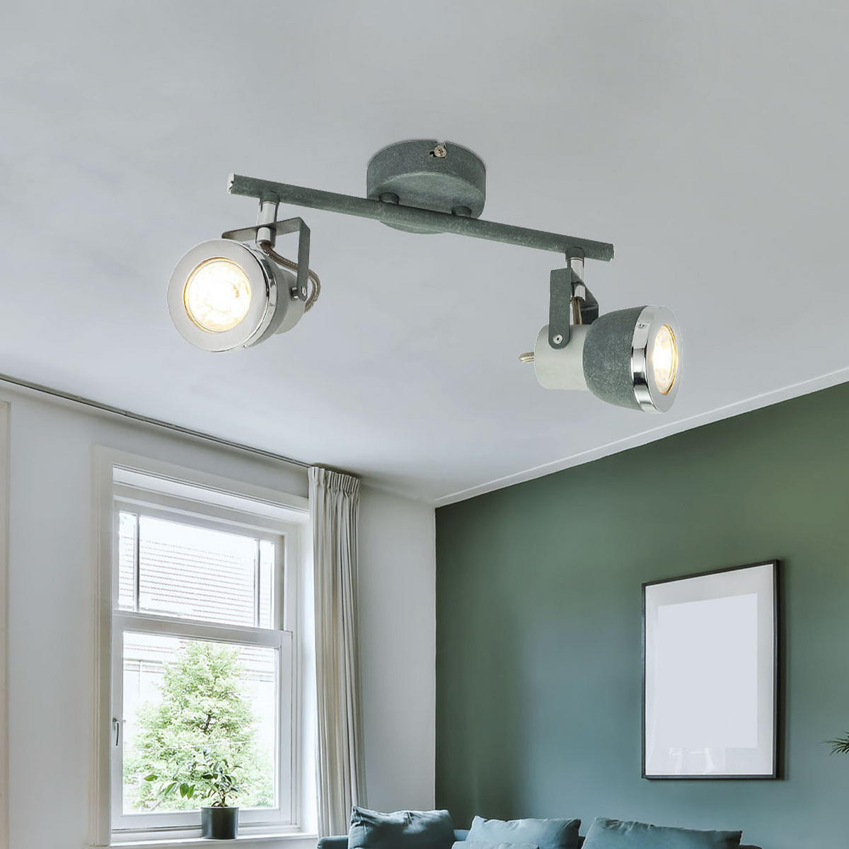 LED DECKENLEUCHTE Steingrau Chrom - Grau, Metall (26/8/18.5cm) - Globo Lighting