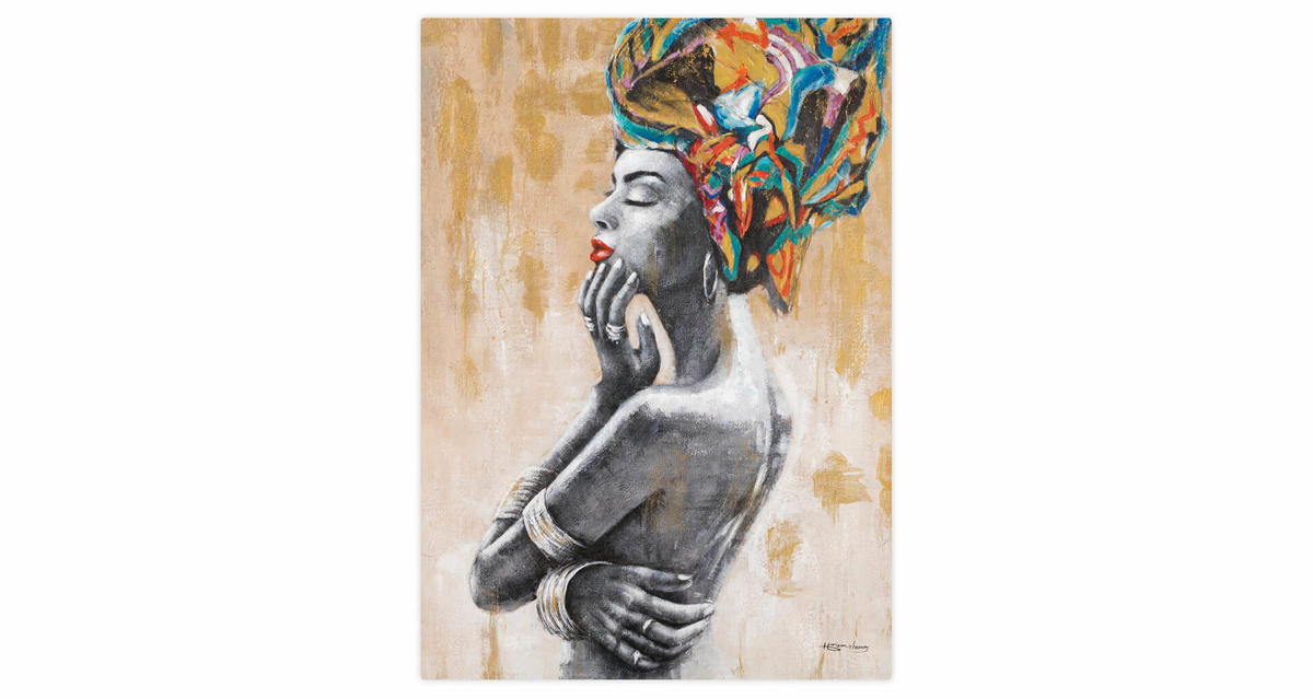ACRYLBILD HANDGEMALT 70/100 cm - Beige/Multicolor, Holz/Textil (1.74/100cm) - KUNSTLOFT