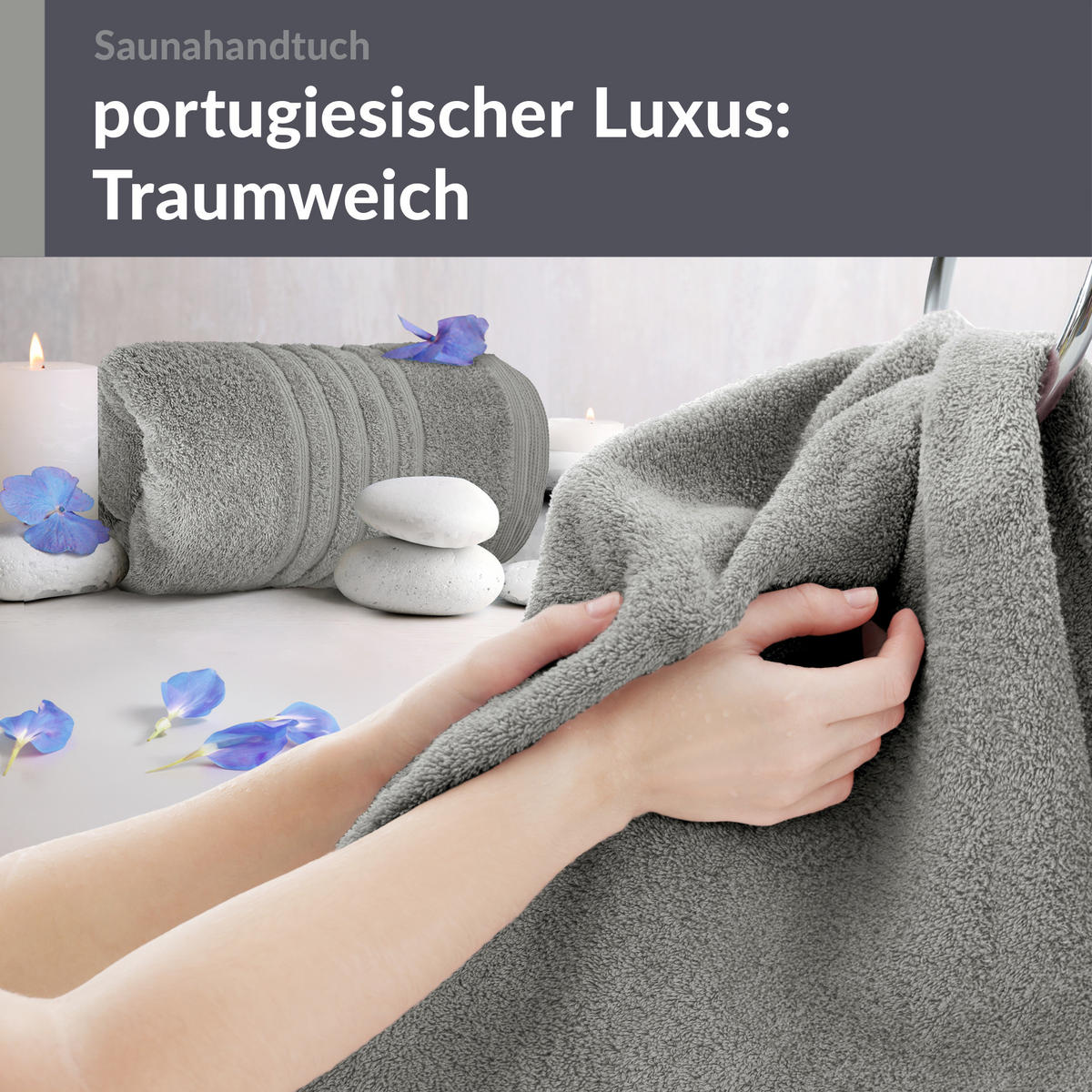 SAUNATUCH 80x200 cm 2er Set London Stein Grau - Grau, Textil (80/200cm) - Lashuma