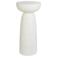 BEISTELLTISCH Beton cremeweiß Terrazzo Optik rund 33 cm Cadini - Weiß, Stein (33/33/71cm) - Beliani