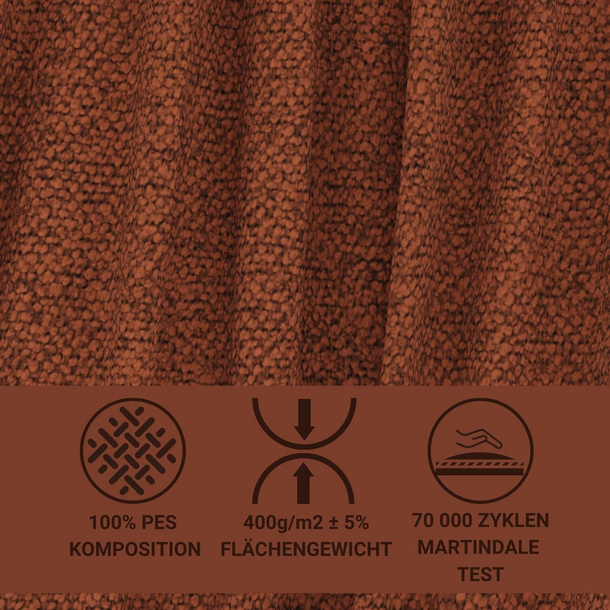 ECKSOFA Melani Kupferfarbe Webstoff - Rechts Seite - Schwarz/Kupferfarben, Holz/Holzwerkstoff (162/256cm) - Maison de Reve