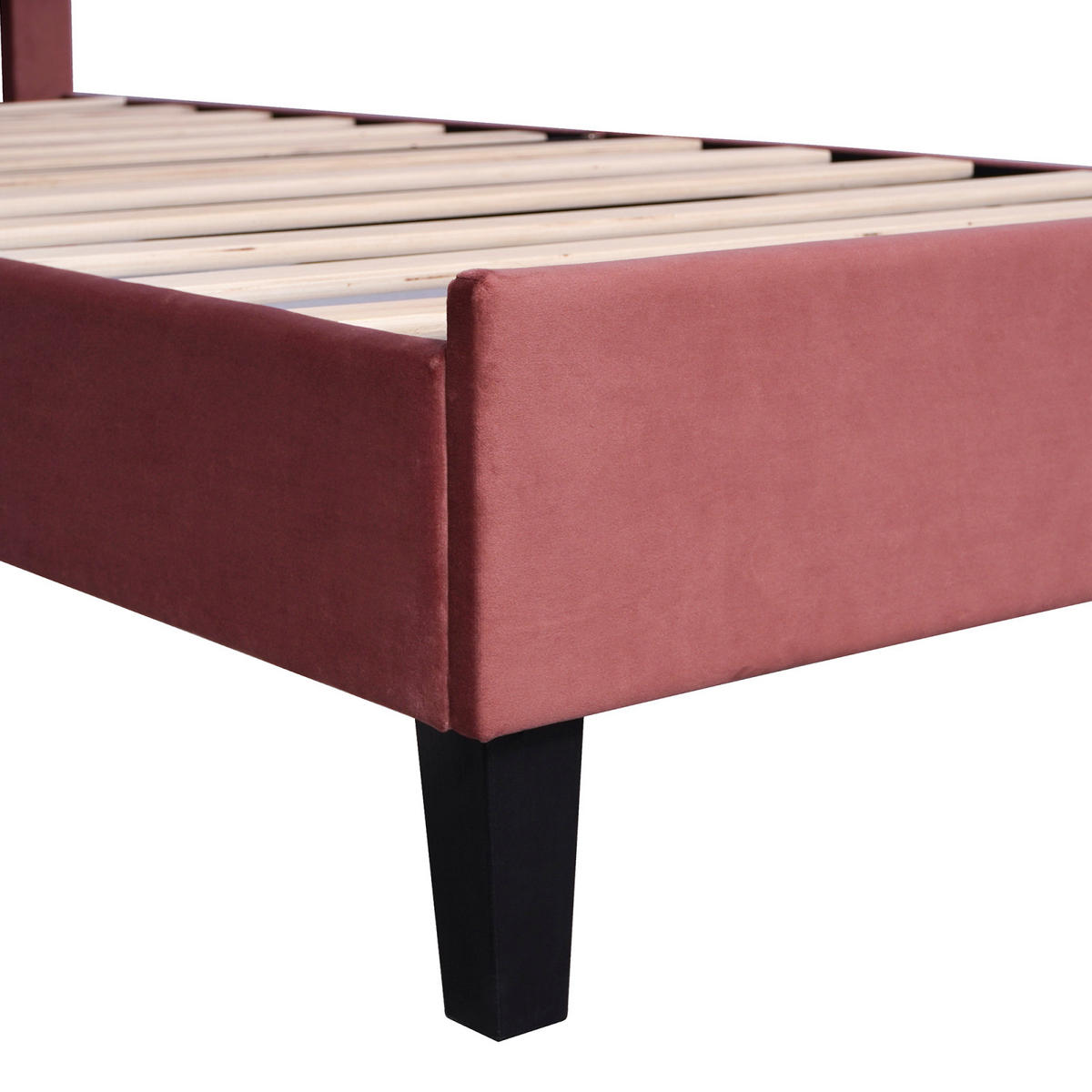 POLSTERBETT 90x200 cm, Rot, Blumenform-Kopfteil - Rot, Textil/Metall (90/200cm)