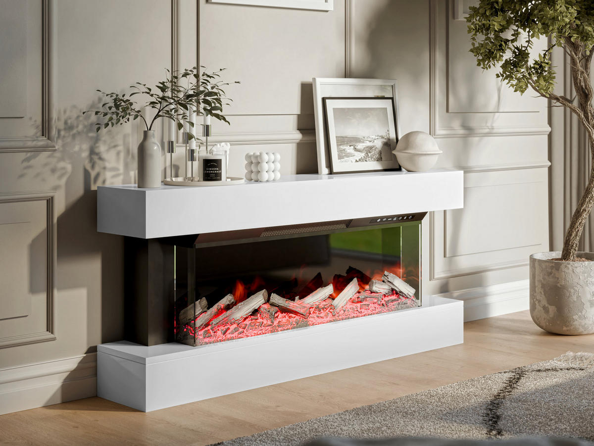 KOMMODE Kioto mit Kamin - Weiß, Holzwerkstoff (120/56/24cm) - MIRJAN24