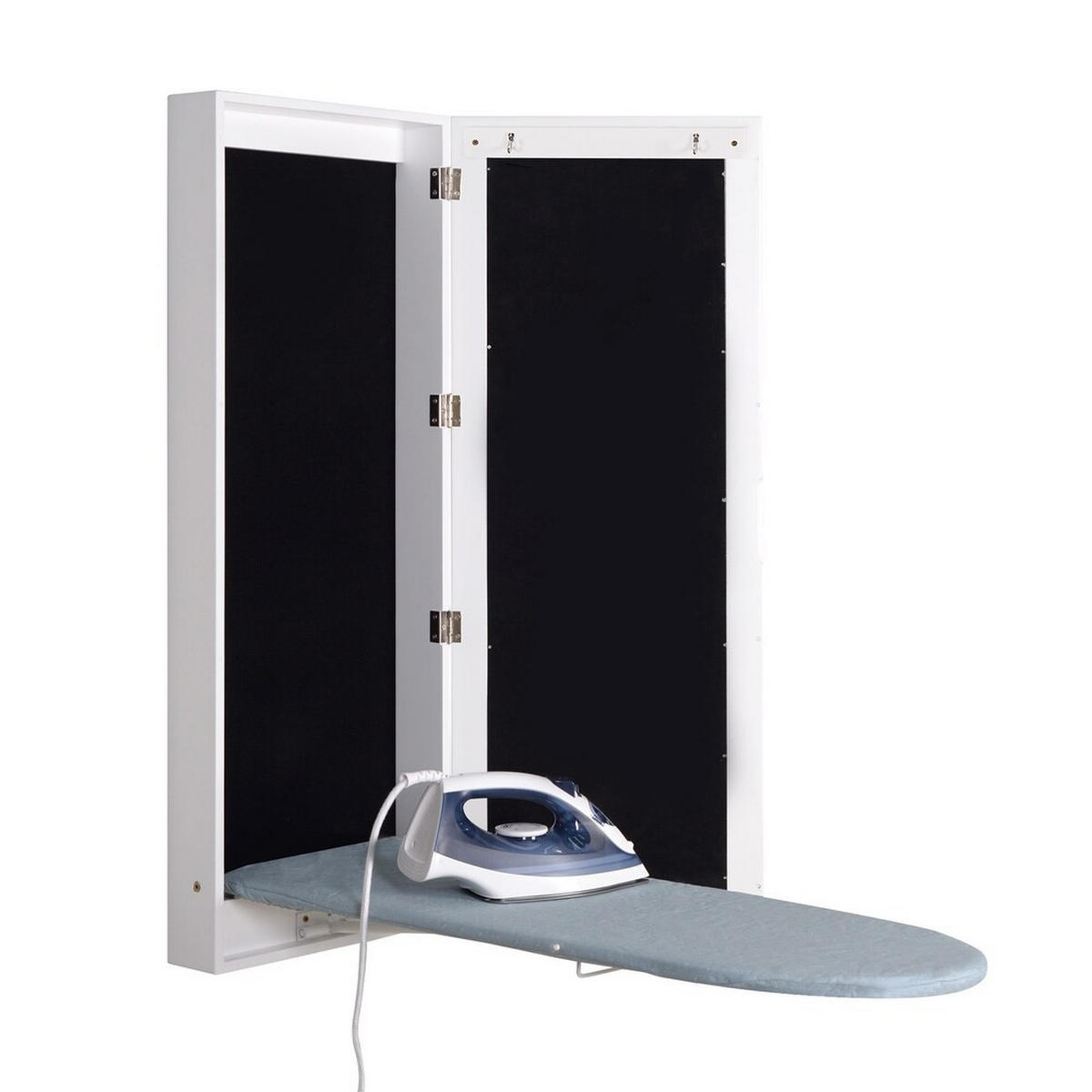 BÜGELBRETTSCHRANK DE-37977 mit Spiegel und Aufbewahrung Weiß - Weiß, Holzwerkstoff (95.5/9.5/35.5cm) - ComfortXL