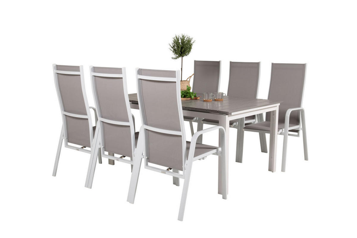 GARTENTISCHGRUPPE Weiß - Weiß, Holzwerkstoff - ebuy24