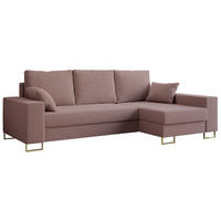 ECKSOFA Dorian Boucle Rosa - Goldfarben/Rosa, Textil/Metall (242/138cm) - MKS