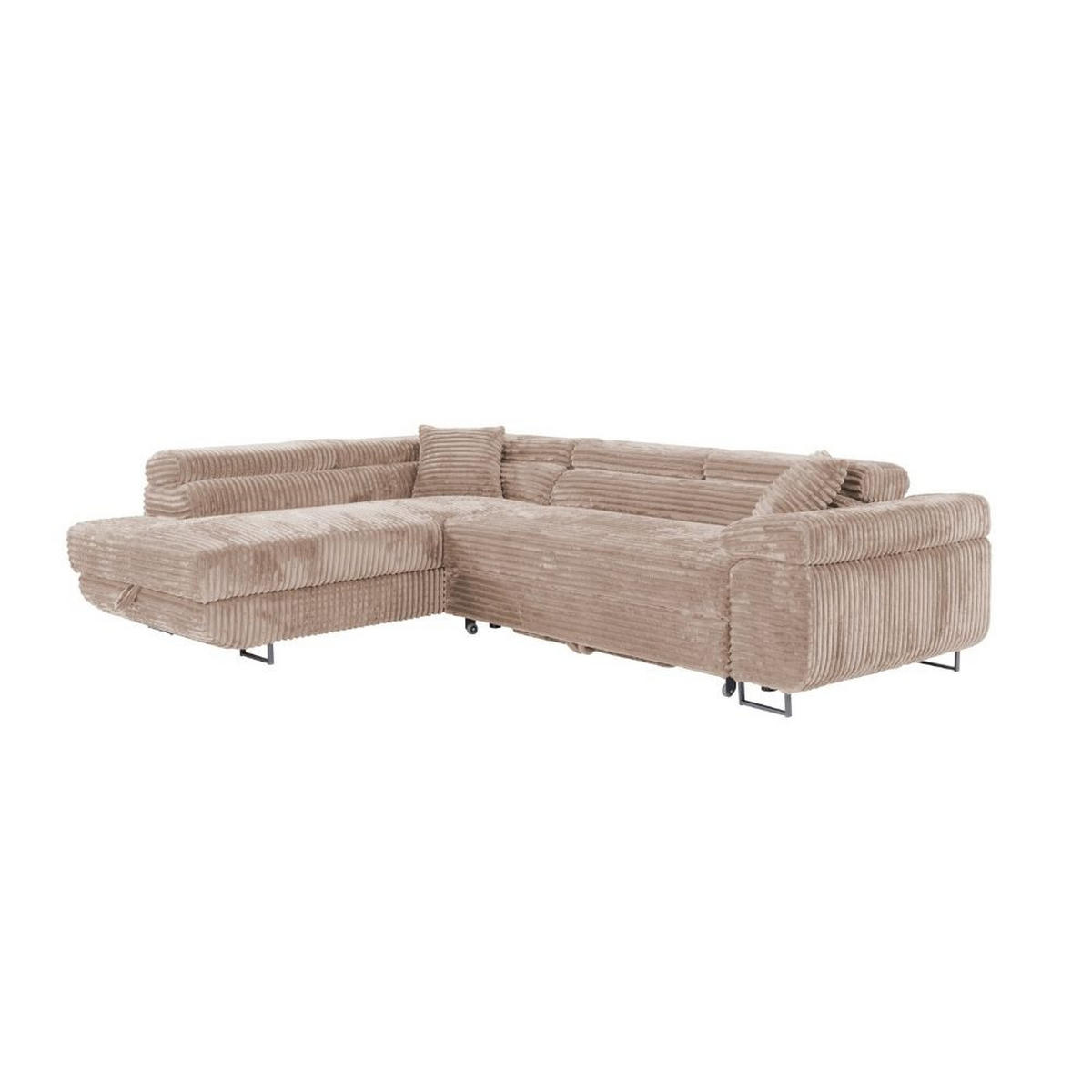 ECKSCHLAFSOFA Luis L, mit Schlaffunktion und Bettkasten – praktisch und bequem, Links, Braun - Schwarz/Braun, Textil (275/205cm) - AN-Moebel 4u