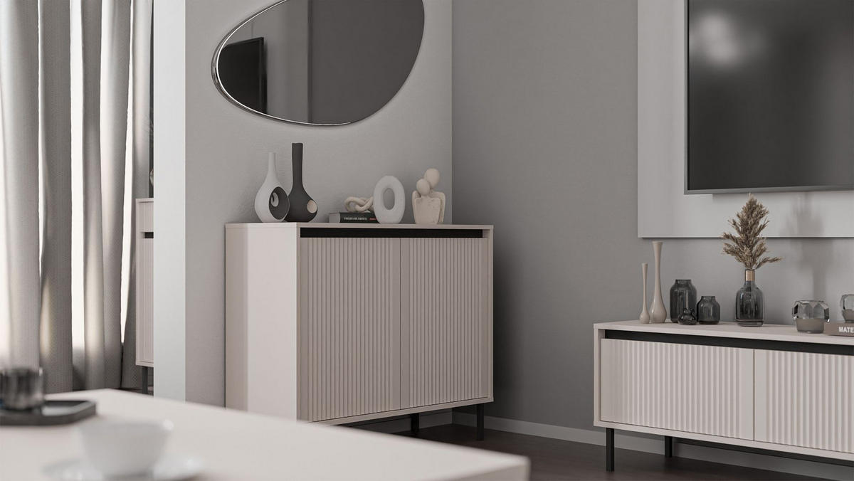 SIDEBOARD Osaka Sandbeige 100 cm - Beige/Schwarz, Holzwerkstoff/Metall (100.2/84.7/40cm) - Selsey