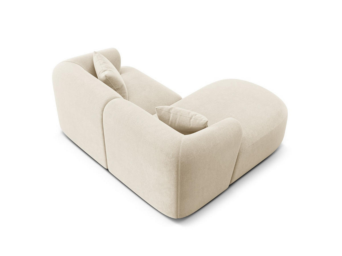 MODULARES-ECKSOFA links Campi aus Samt leichtes beige 3 Sitzplätze - Creme, Textil (156/180cm) - Cosmopolitan Design