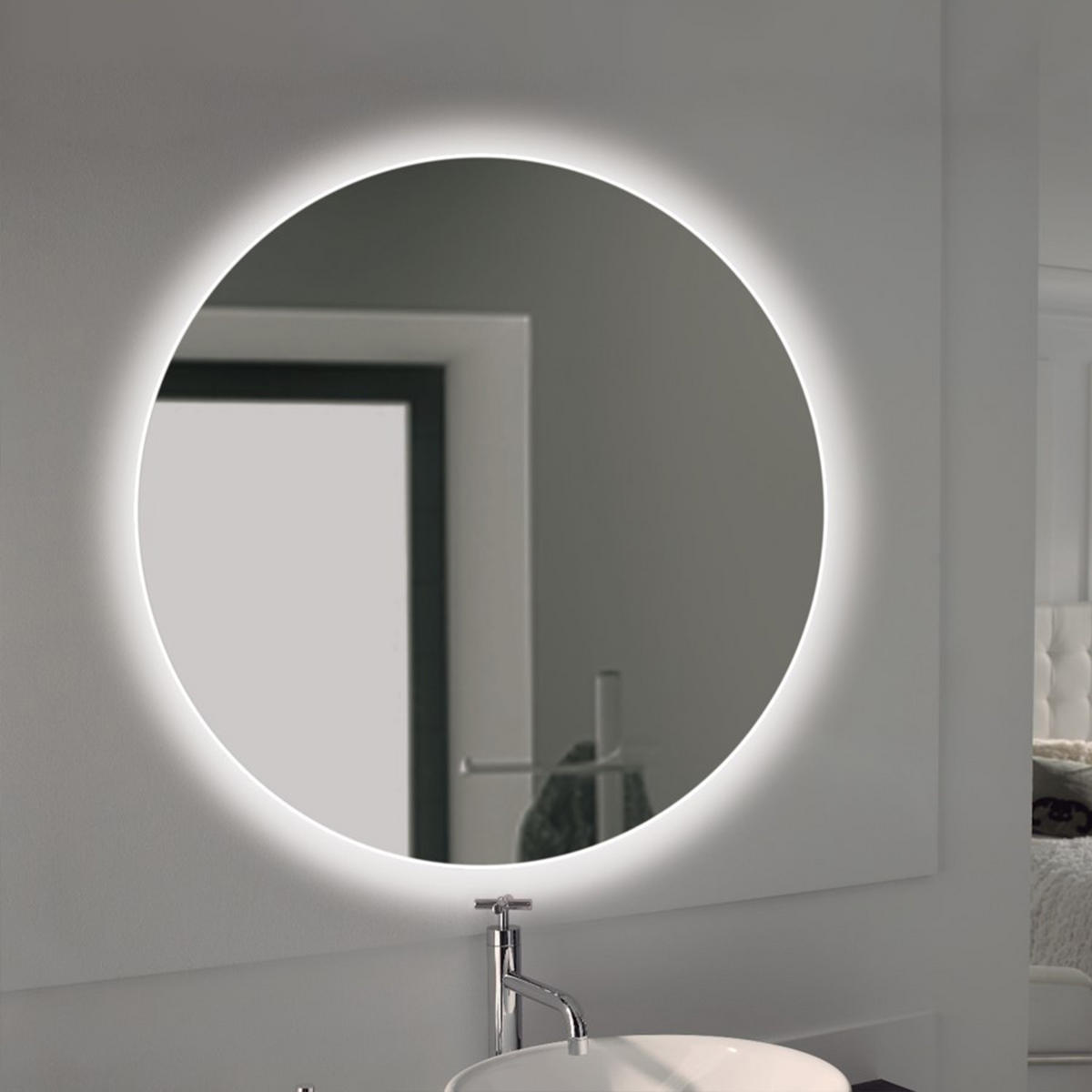 SPIEGEL Cassiopeia mit LED Beleuchtung, durchmesser 60 cm, AC 230V 50Hz, 20 W + 12 W - Multicolor, Metall (67/8/68.5cm) - EMUCA