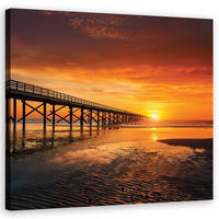 WANDBILD meer natur himmel sonnenuntergang - Orange, Textil (50/50cm) - Feeby