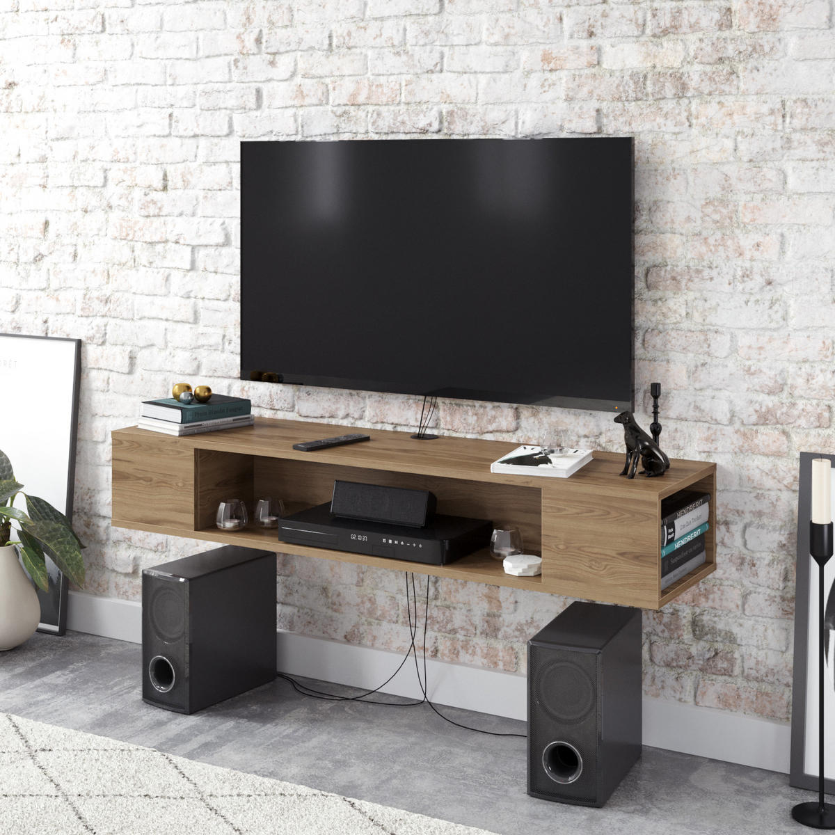 TV-ELEMENT Peti Eiche - Walnussfarben, Holzwerkstoff (135/23/35.2cm)