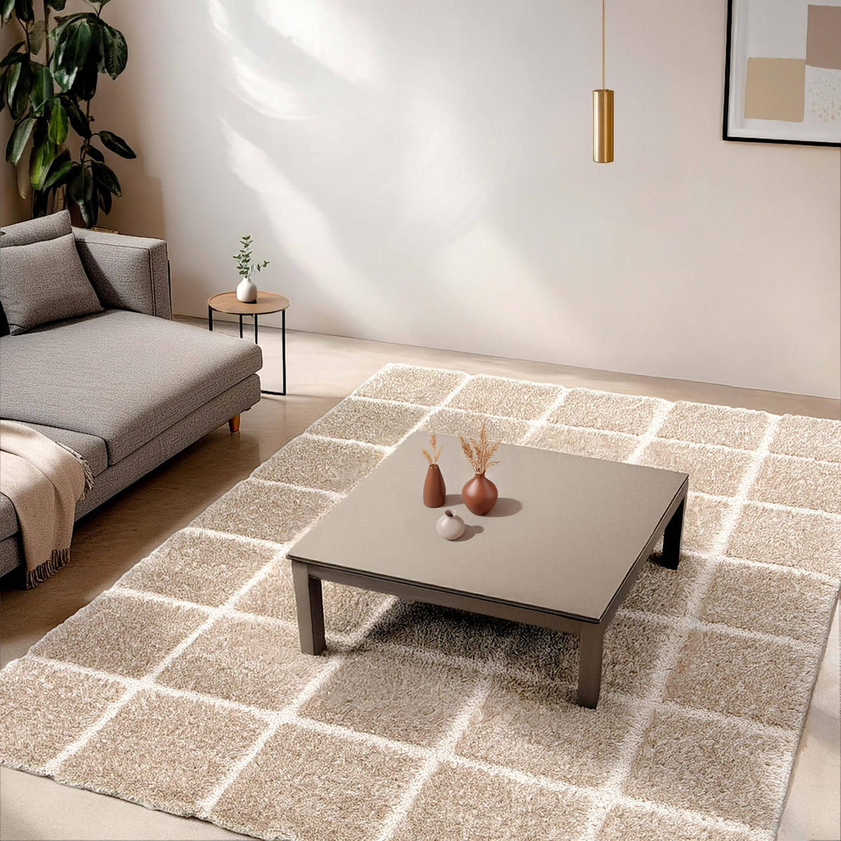 TEPPICH, Taupe - Taupe, Textil (120/170cm) - Oviala