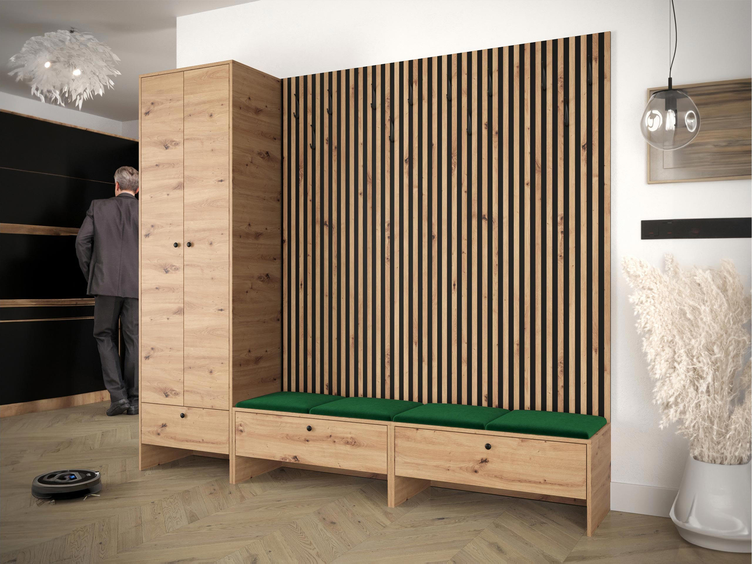 GARDEROBE Balma VI - Grün, Holzwerkstoff (230/206/44cm) - MIRJAN24
