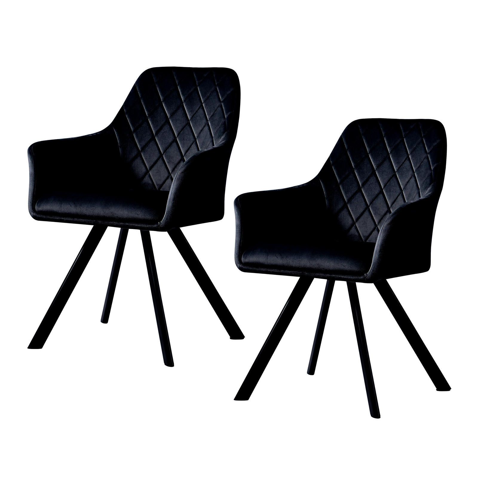 ESSZIMMERSTUHL MASON Samt 2er Set Schwarz - Schwarz, Textil (58/85/60cm) - SVITA