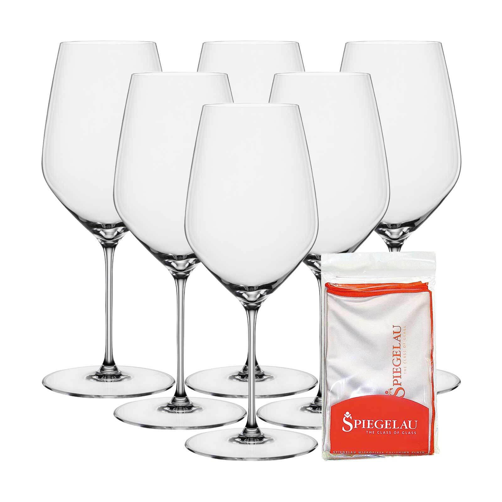 BORDEAUXGLÄSER + POLIERTUCH Hi-Lite transparent 650 ml 6er Set - Transparent, Glas (0.65L) - Spiegelau