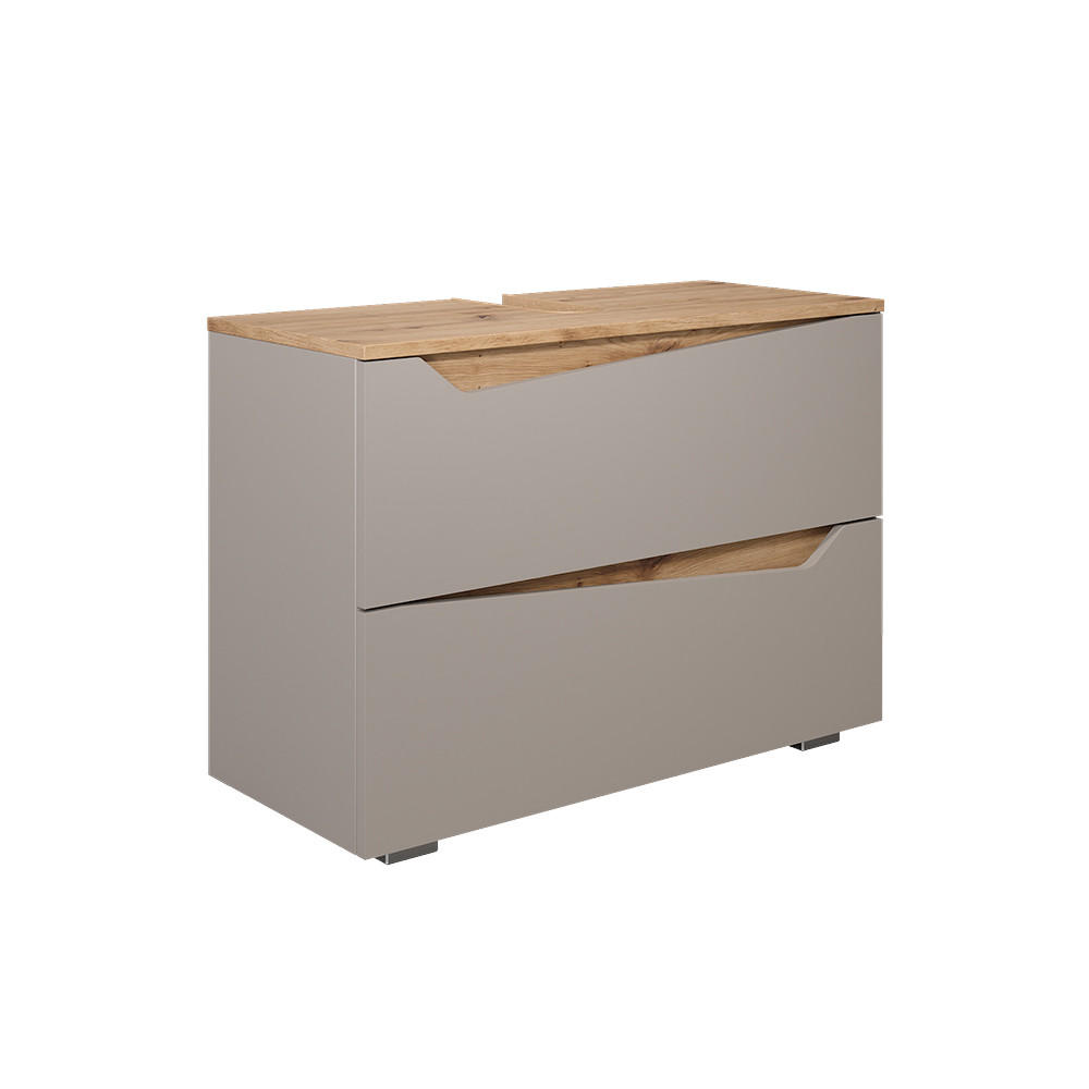 WASCHBECKENUNTERSCHRANK Marelle Greige/Artisan-Eiche 80 x 57.5 cm mit 2 Schubladen - Greige/Eiche Artisan, Holzwerkstoff (80/57.5/35cm) - Vicco
