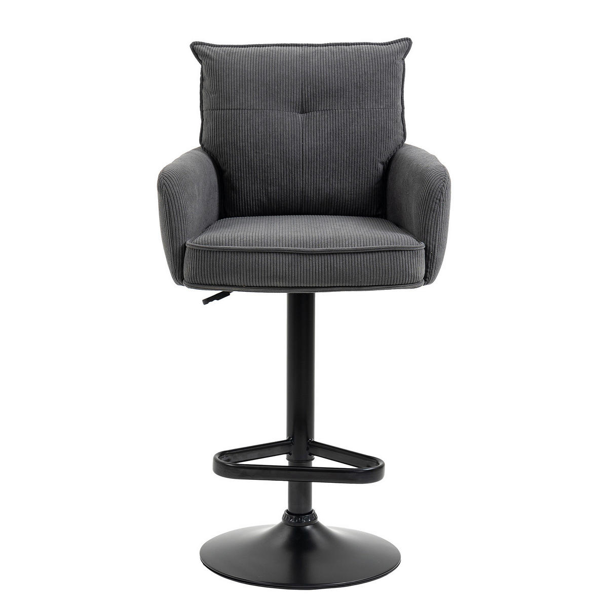 BARSTUHL - 2er-Set - Höhenverstellbar - Cord / Eisen - Anthrazit, Textil/Metall (54/98/58cm) - home24