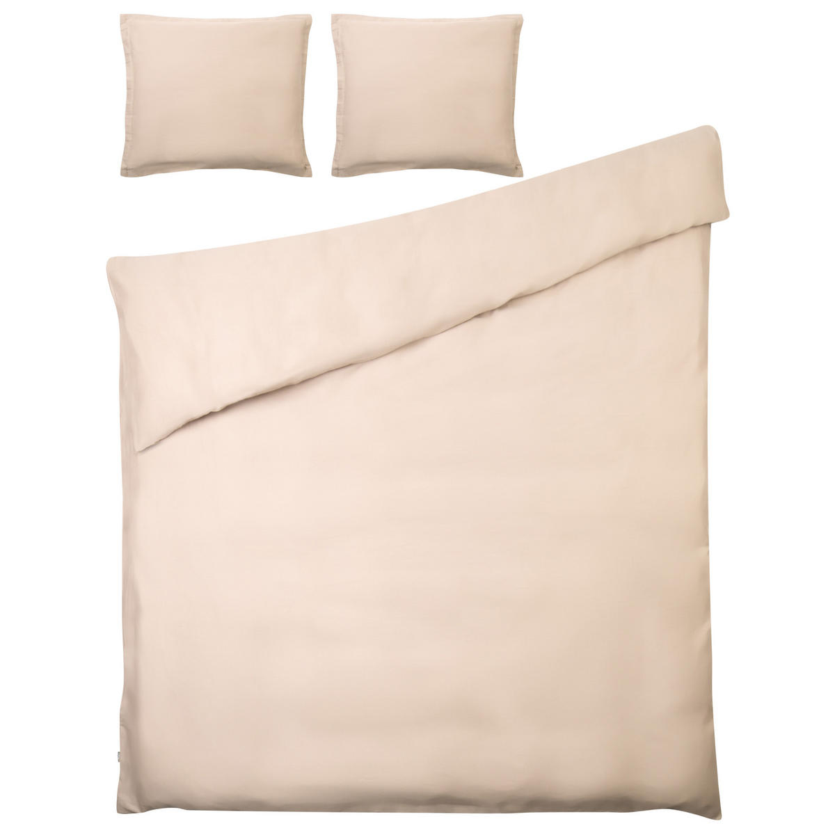 BETTWÄSCHE-SET 150/200 cm Baumwollsatin Beige Parkrose - Beige, Textil (150/200cm) - Beliani