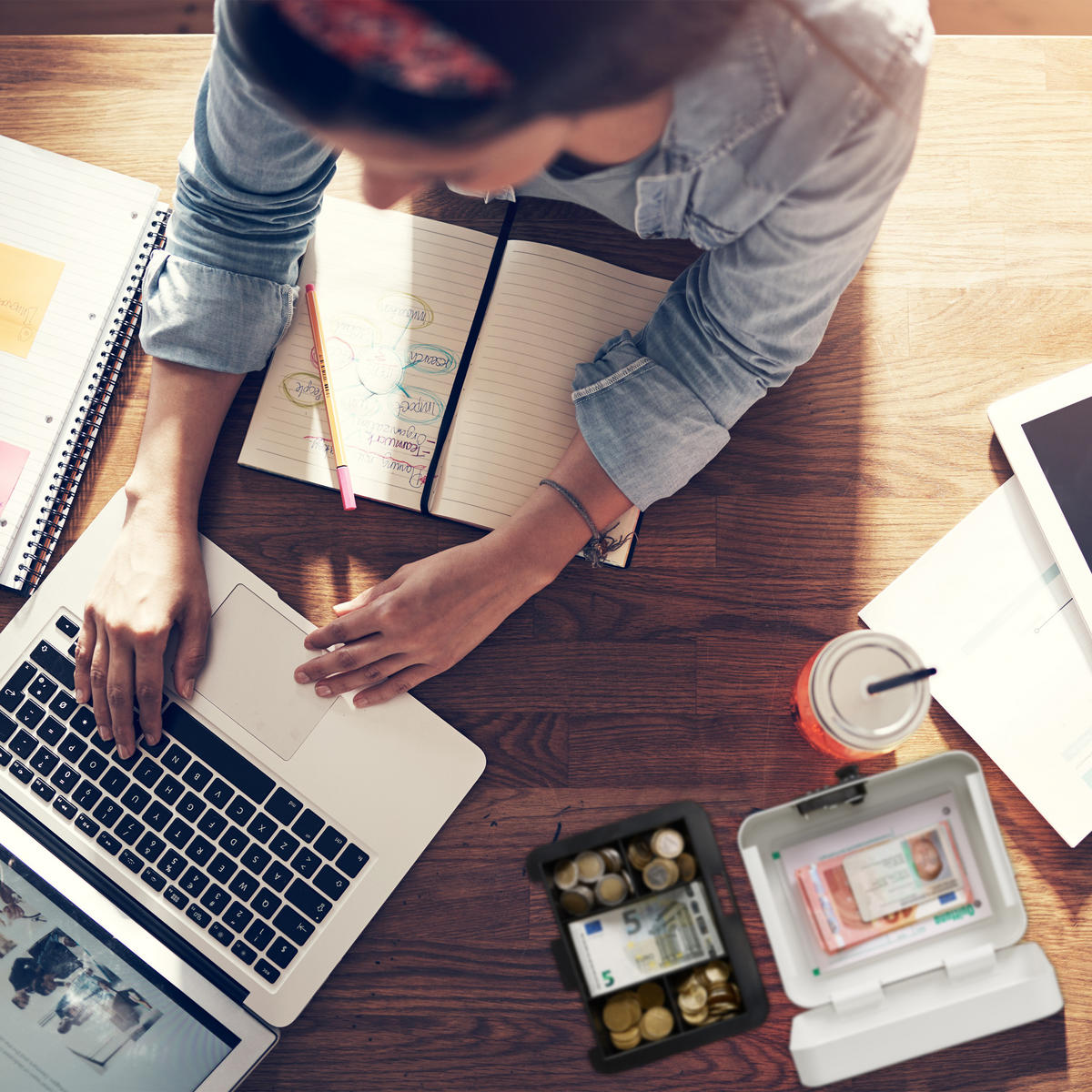 POKLADŇA - sivá, kov/plast (20/8.5/17cm) - Relaxdays