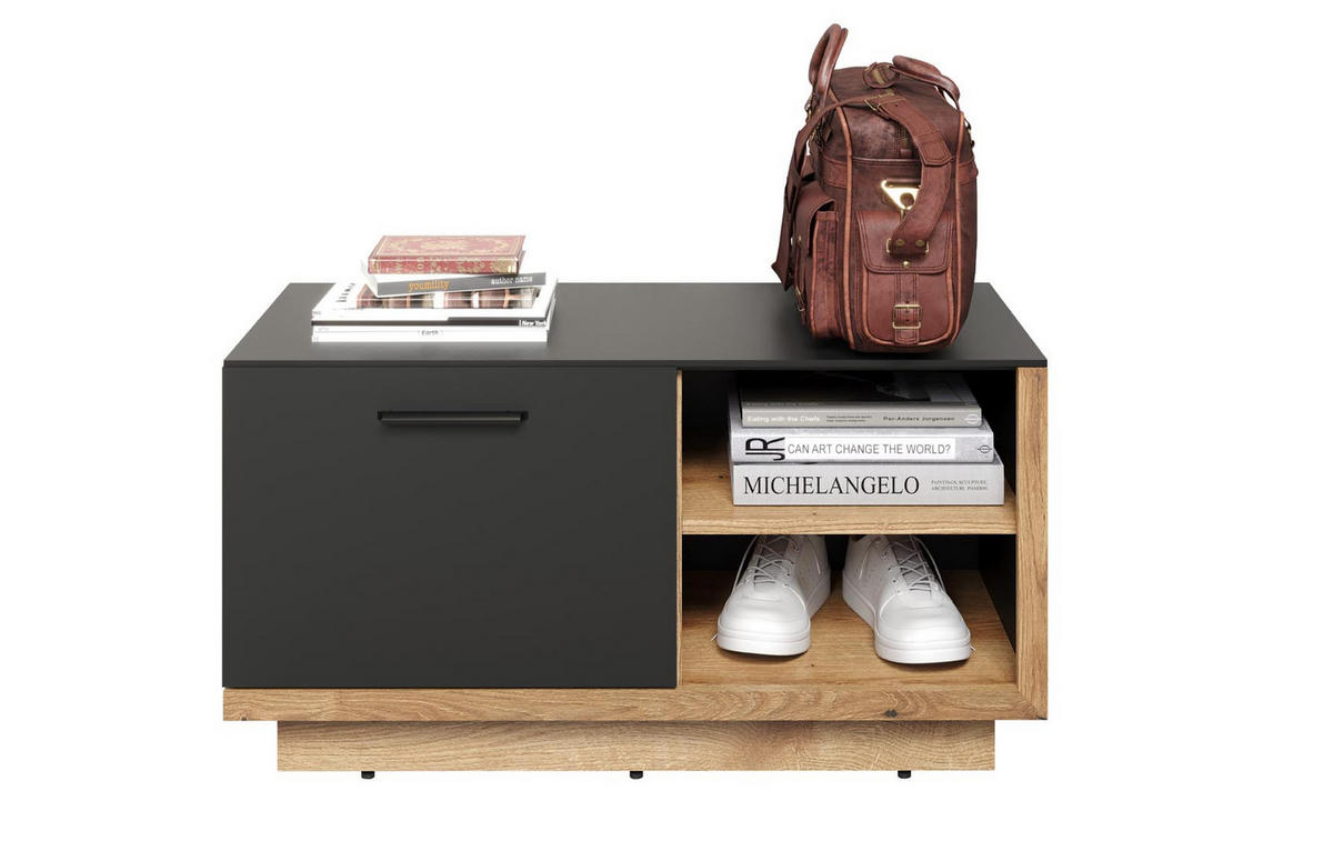 GARDEROBENBANK Synnax Grau - Grau, Holzwerkstoff (90/90/48cm) - ebuy24