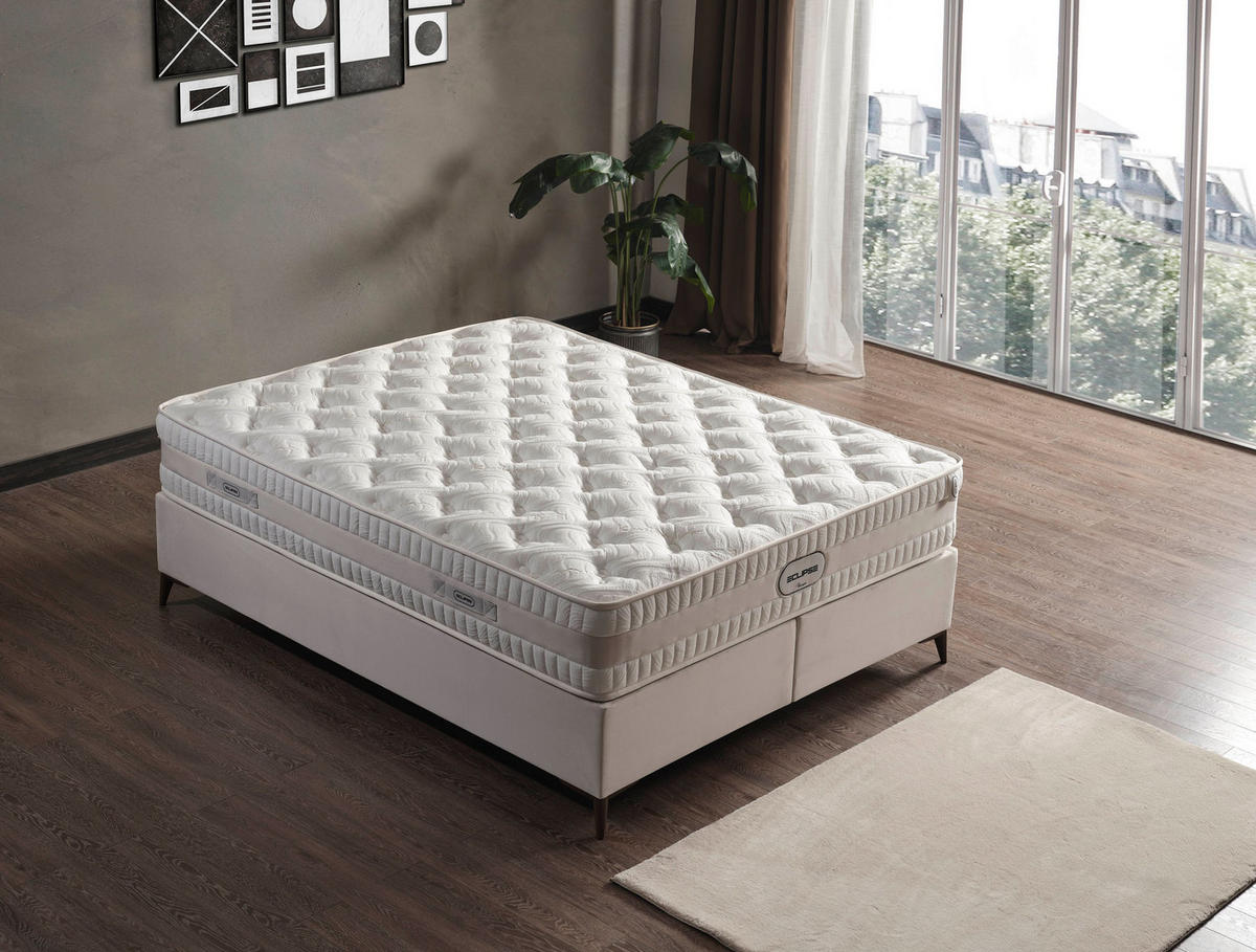 POLSTERBETT-SET Eclipse 180x200 Creme - Bett inkl. Matratze - Creme, Metall (180/200cm) - Villa Möbel