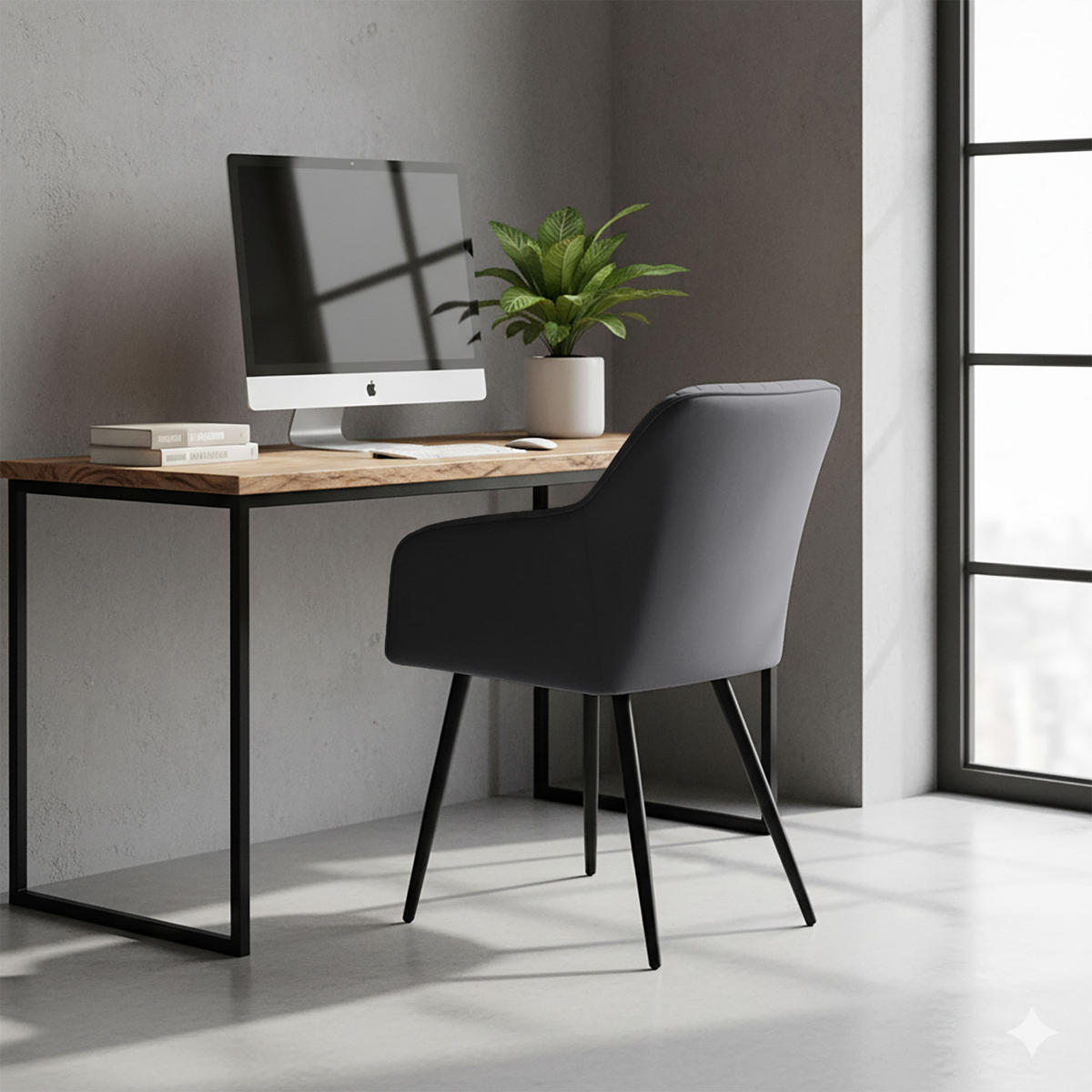 POLSTERSTUHL 2er Set, Metallbeine Graphit 54,5/82/58 - Grau, Textil (55/82/58cm) - RAUMHIRSCH FURNITURE