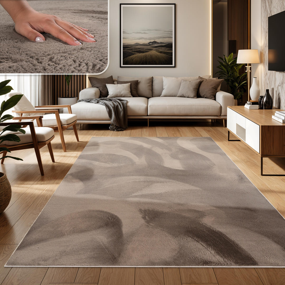 HOCHFLORTEPPICH 60/90 cm Soft 380 - Taupe, Textil (60/90cm) - Paco Home