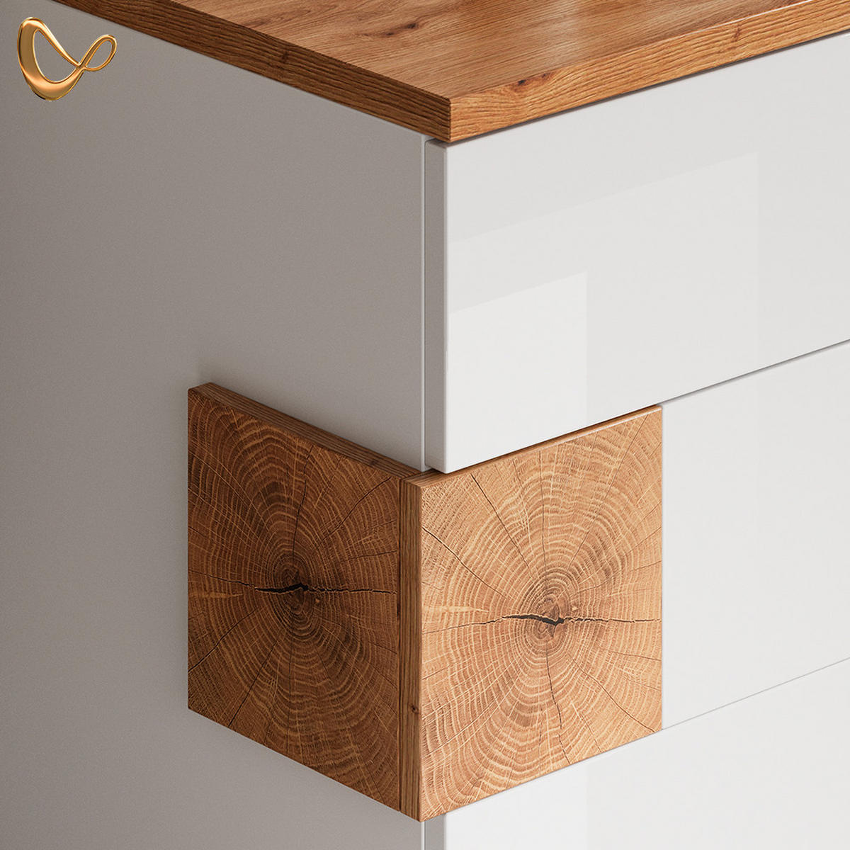 BADMÖBEL-SET Tanaro Weiß 4 Teile - Weiß/Eiche Artisan, Holzwerkstoff (73/64/37cm) - Livinity®