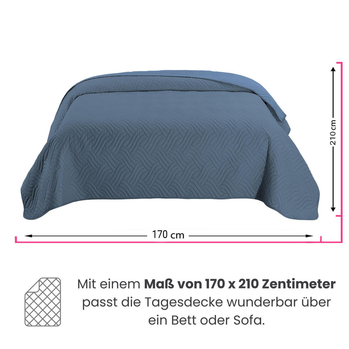 TAGESDECKE Wende-Design blau 170/210 cm Duo-Color - Blau, Textil (170/210cm) - wometo
